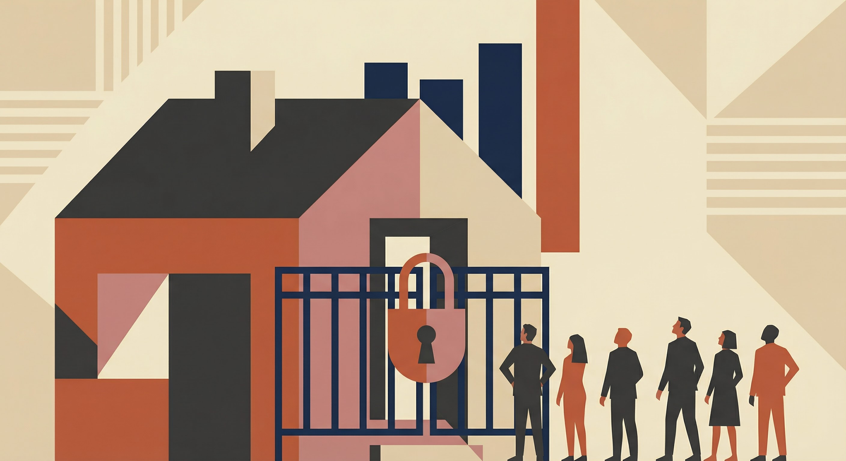 Editorial illustration for The Locked Gate: How the West Priced Its Children Out of Existence