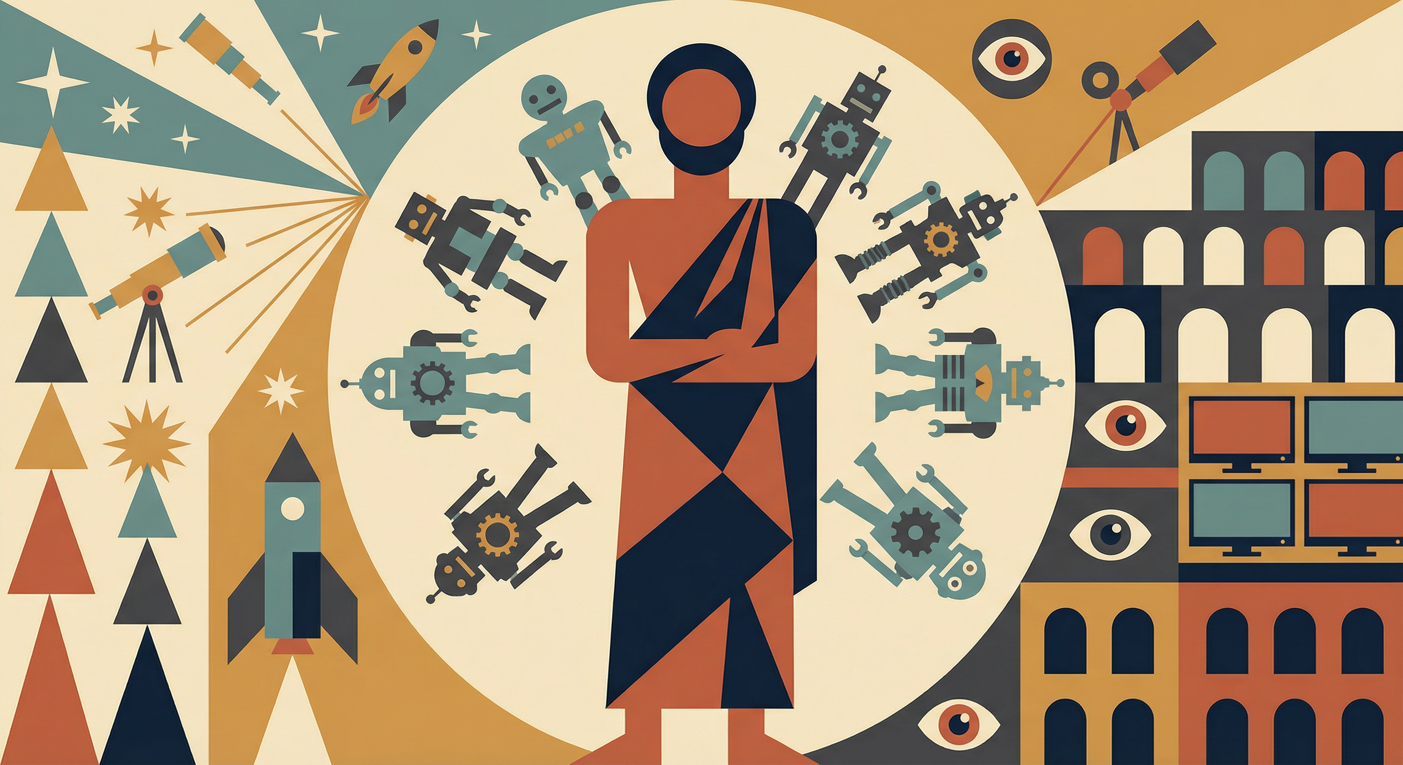 Editorial illustration for When the Servants Are Silicon: What History's Leisure Classes Reveal About the AI Age